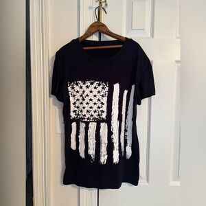 Navy Blue and White American Flag Short Sleeve T-Shirt